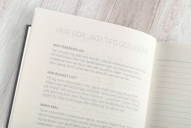 Year Diary in Swedish, page with tips and ideas