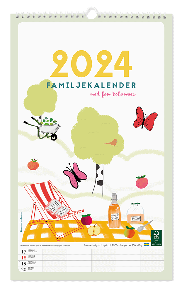 Familjekalender 2024, Graphic Romance, Tina Backman design