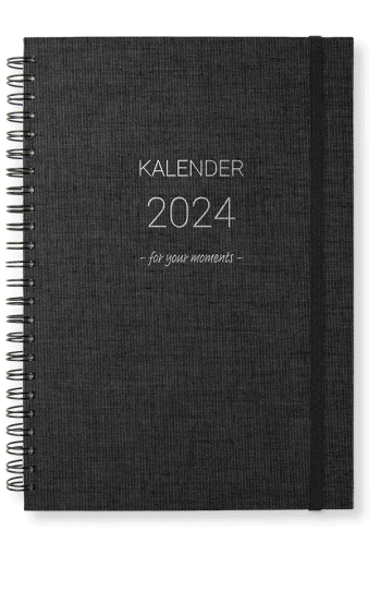 Planner 2024, classic weekly notes, transparent black