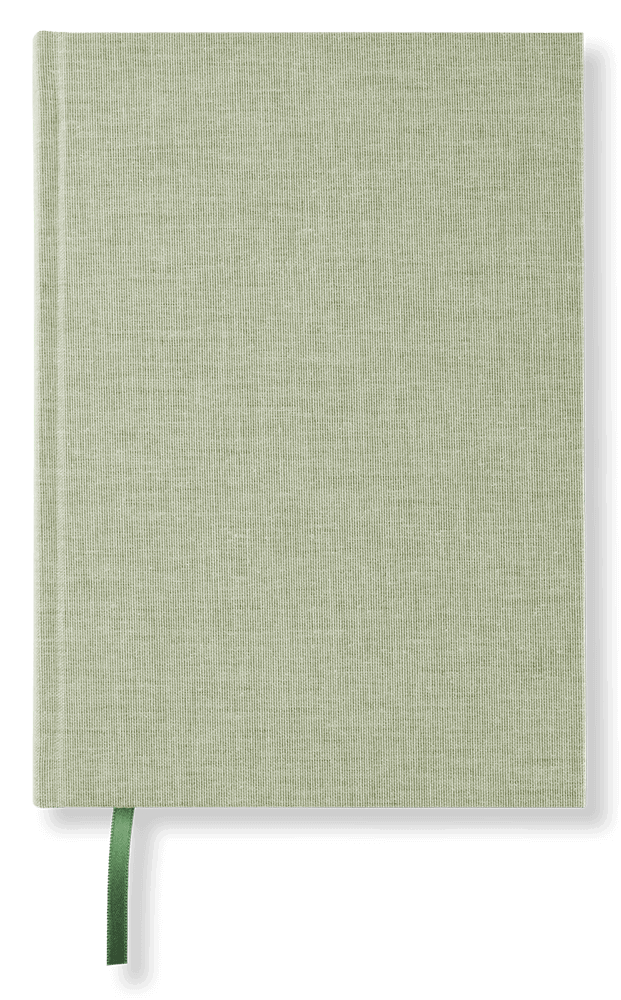 A5 notebook, green leaf, plain